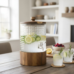 Beverage Dispenser with Wooden Stand 6 L
